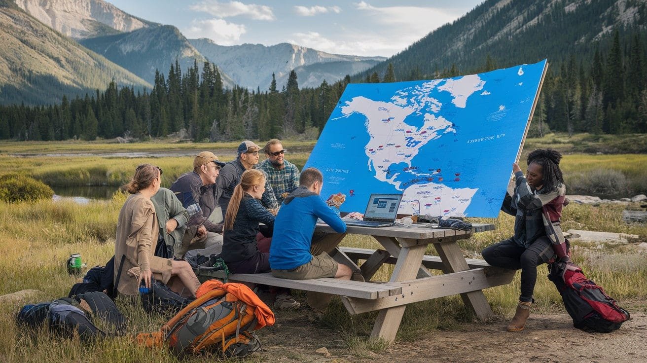 Planning Your North American Adventure - Few People in front of the big map plainning