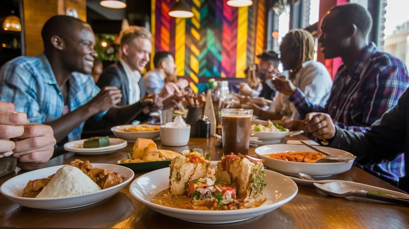 Culinary Delights of Johannesburg few people men and woman sitting across the table and having food on table