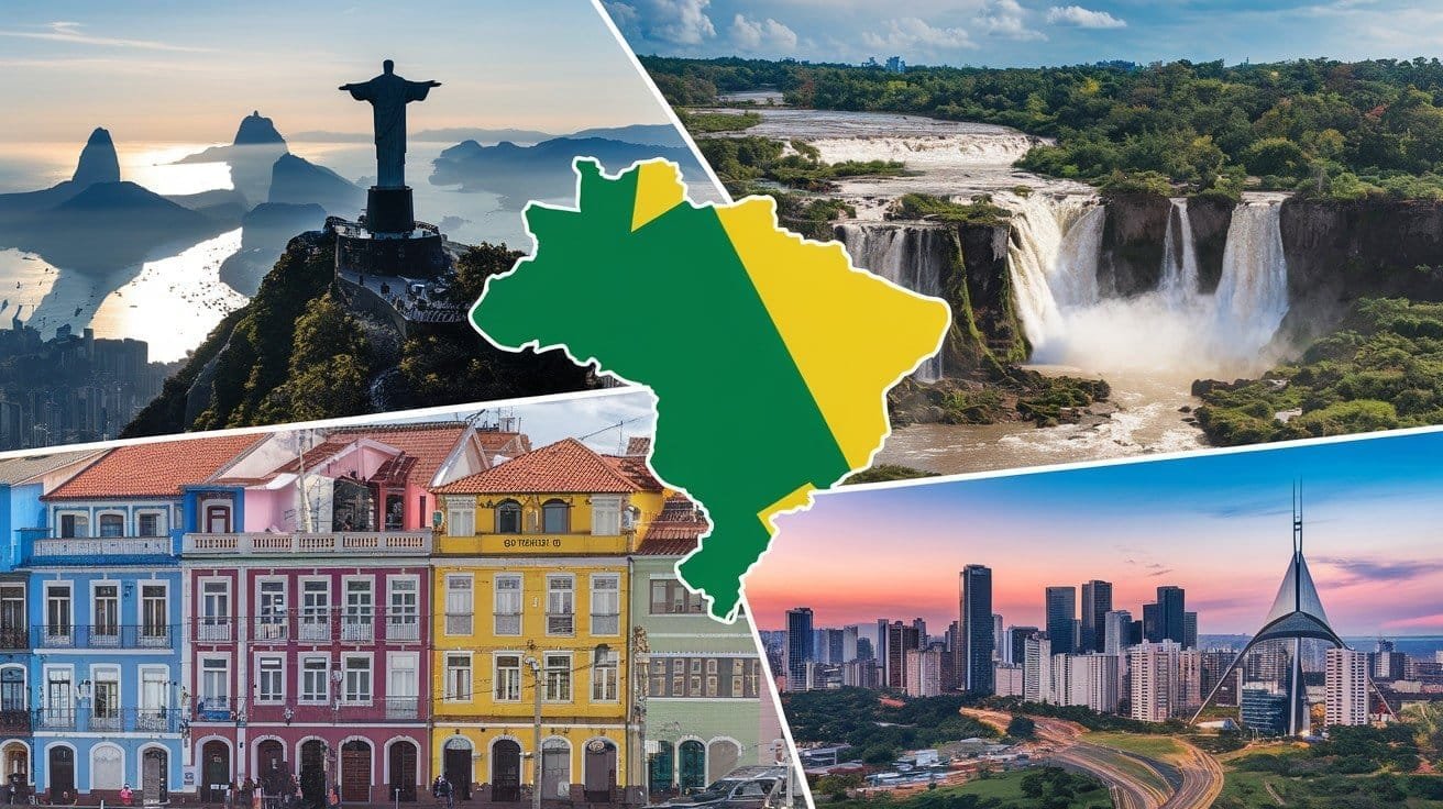 Top Destinations in Brazil- Collage of 4 destinations in Brazil