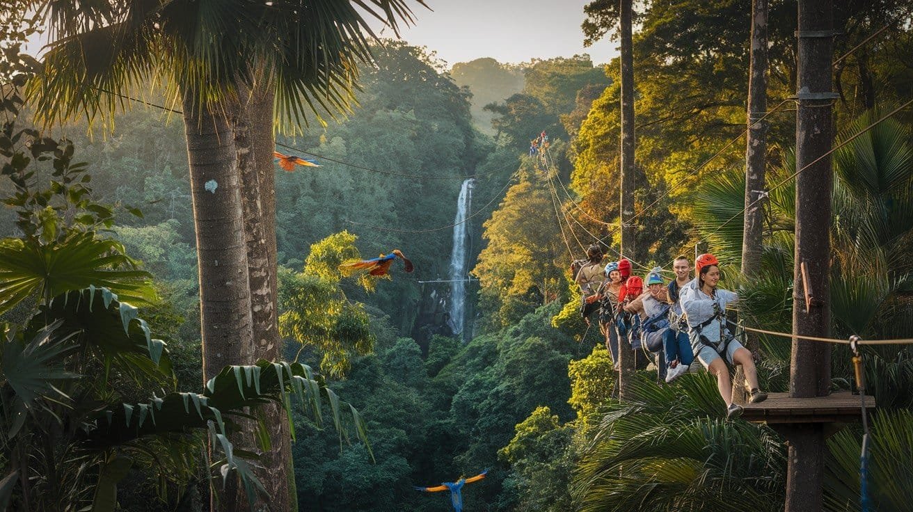 Outdoor Adventures and Activities- group of People riding a Rope way